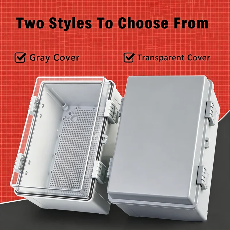 IP66 Gray/Transparent Electronic Box Instrument Hinge Case Waterproof Outdoor Distribution Enclosure Case PC Plastic