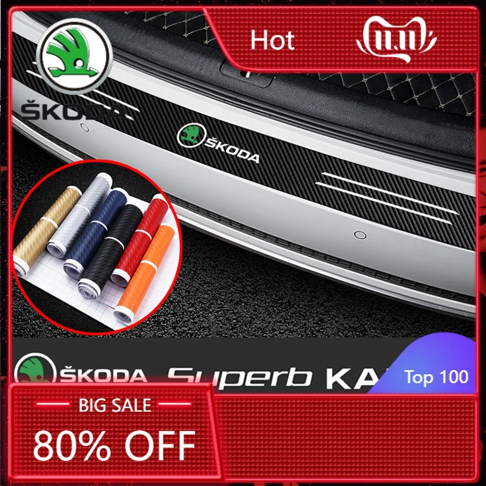 

Car Sticker 2025 New 1pcs 3D Car Styling Car Door Carbon Fiber Sill Scuff Plate Decor Sticker For Skoda Octavia Fabia Rapid Supe