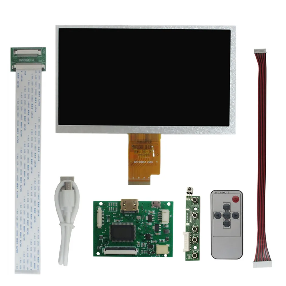 7 Inch LCD Screen Display Monitor With Remote HDMI-Compatible Driver Control Board For Raspberry Pi Banana/Orange Pi Computer