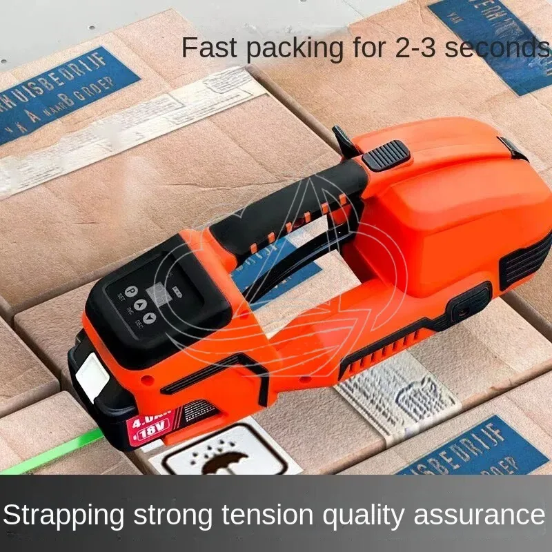 3200N High Tension Cordless Strapping Machine, Automatic Hot Welding Packing Tool Compatible with PP and PET Strapping Bands