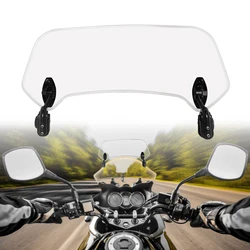 Universal Motorcycle Clip-On Windshield Extension Adjustable Spoiler Clamp-On Windscreen Deflector For Harley BMW Kawasaki