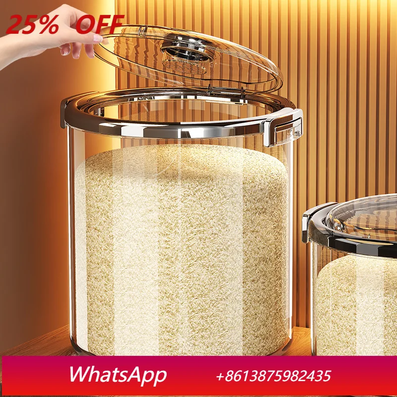LMM Transparent Rice Bucket Sealed Insect Proof Flamshell Household Moisture Proof Storage Tank