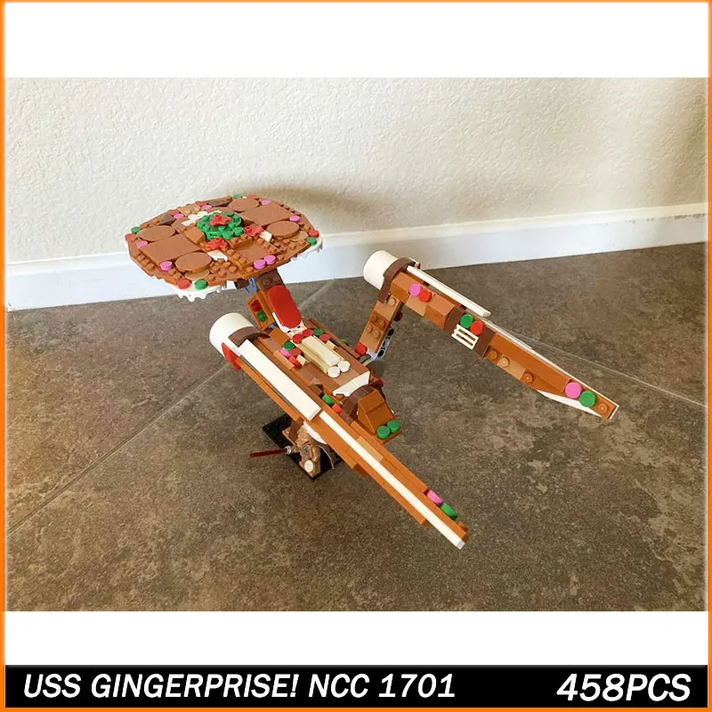 

Строительный блок MOC, серия «Космические войны», пряничный космический корабль, креативная образовательная игрушка-головоломка, Juguetes, рождественские подарки, 458 шт.