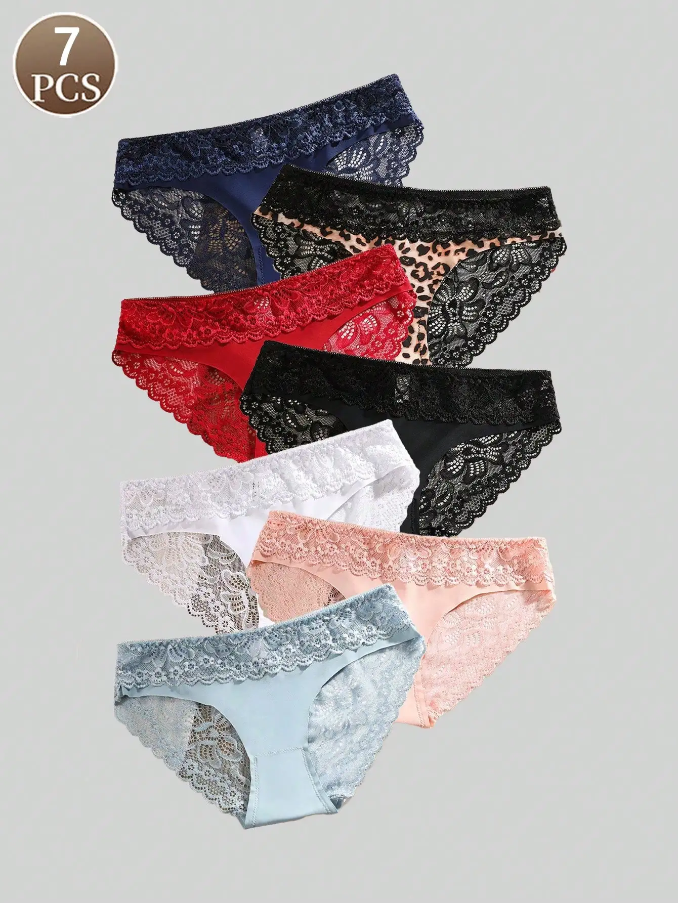7 قطع المرأة محبوك الدانتيل الربط الملابس الداخلية مثير وعصري منخفضة الخصر المرأة مثلث السراويل مريحة المرأة موجز