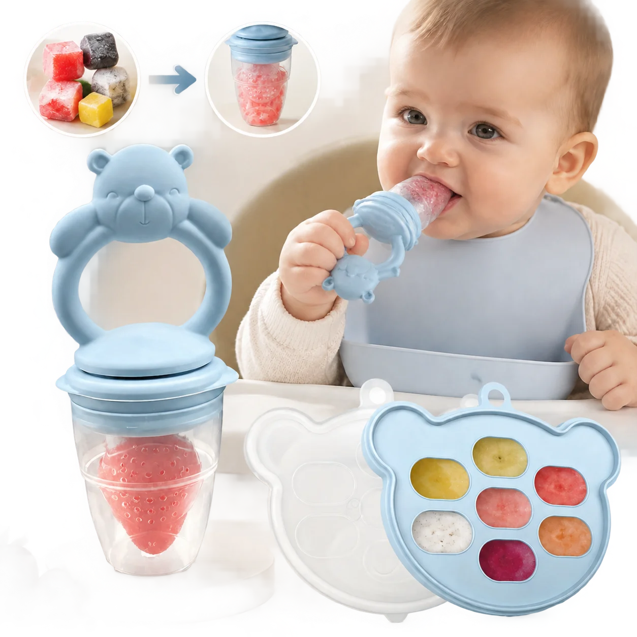 Baby Food Maker Baby Safe - مغذي فواكه للأطفال من السيليكون، مصاصة