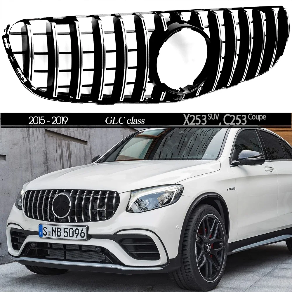 

Panamericana GT Black Silver Front Bumper Grille Replacement Radiator Grill For Mercedes X253 C253 GLC Class 2015 2016 - 2019