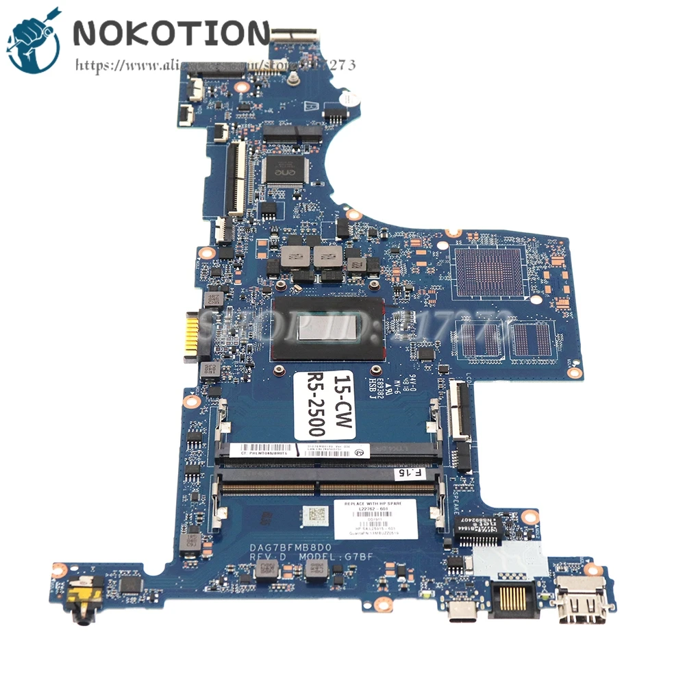 NEW For HP Pavillion 15-CW TPN-Q210 Laptop Motherboard R5 2500U CPU G7BF DAG7BFMB8D0 L22762-601 L46709-601 L46710-601 L22761-601