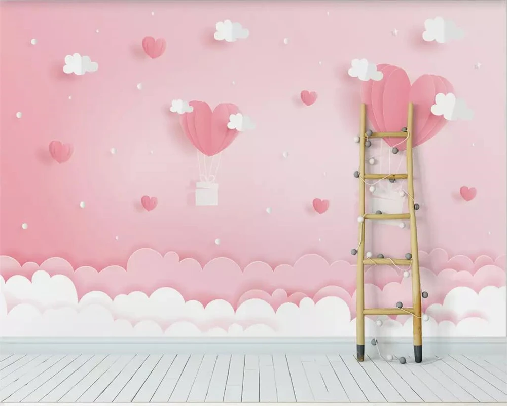 Customized products wallpaper pink cloud dream princess children's room Living room TV background wall 3d bedroom restaurant 8d