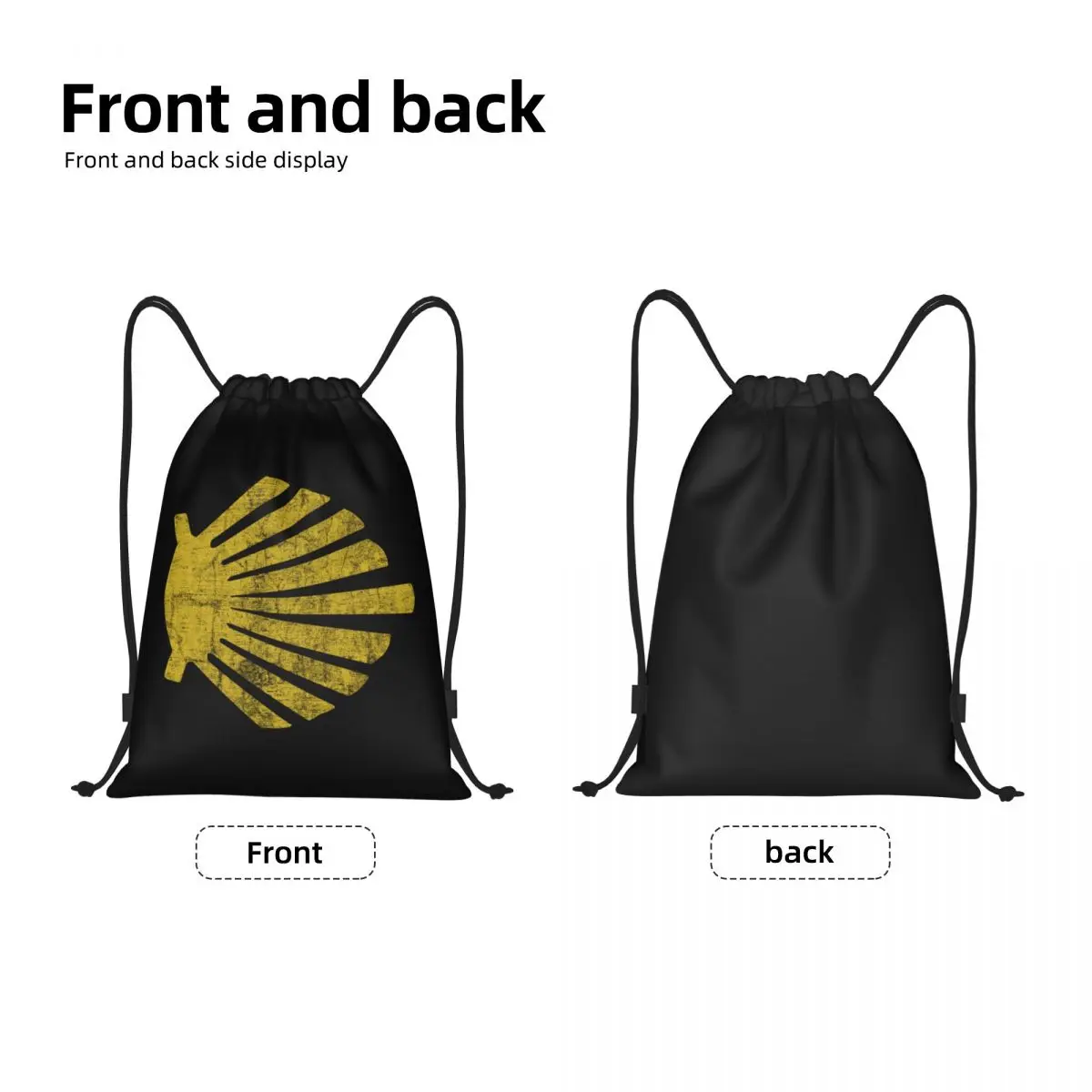 Custom Camino De Santiago Drawstring Bags Women Men Portable Sports Gym Sackpack Scallop Shell Hike Shopping Backpacks