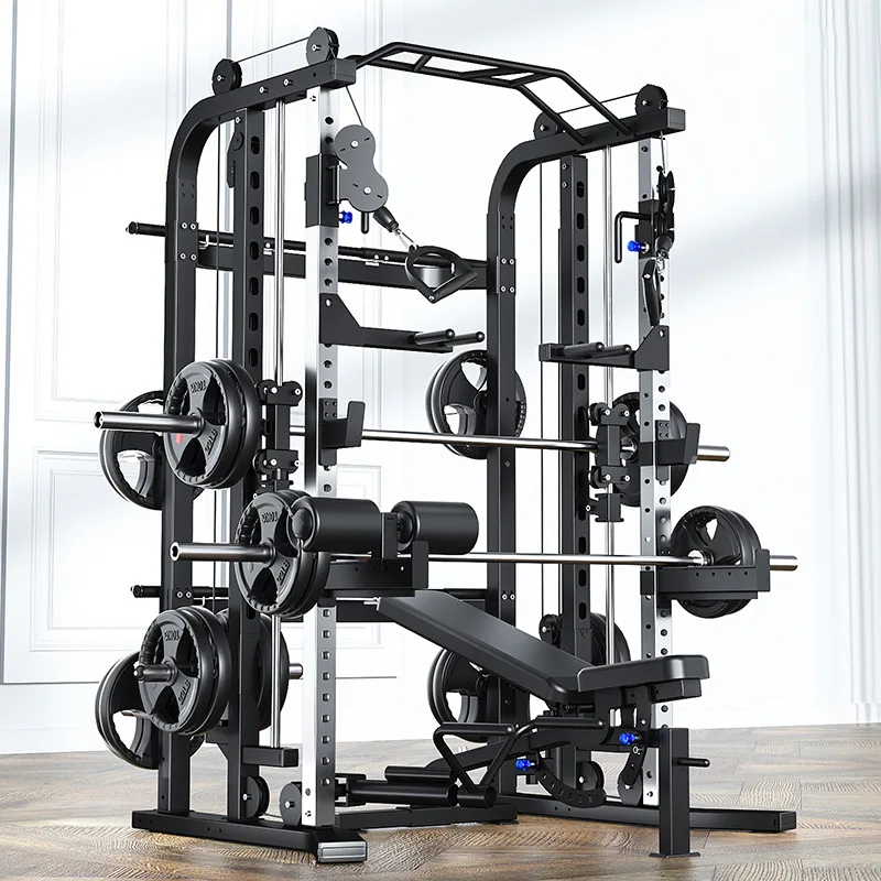 Strength Training Smith Power Rack, Power Rack Multifunction Commercial Functional Trainer Gym Multi