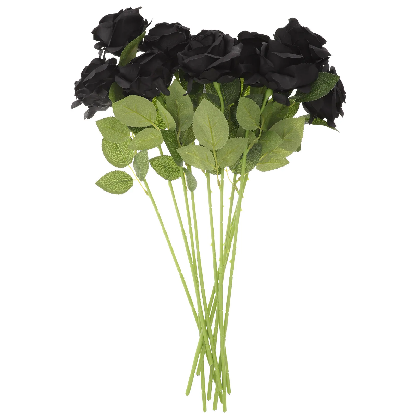 

10Pcs Halloween Fake Black Roses Gothic Wedding Decor Delicate Faux Flower Arrangements Black Artificial Flowers