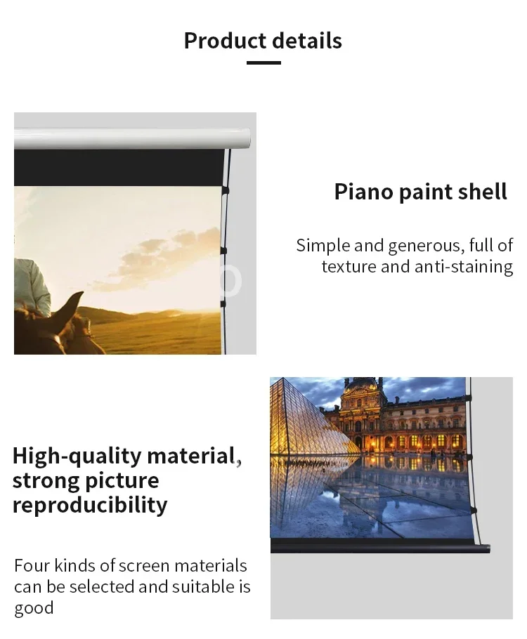 Wupro CBSP PET Crystal 120 polegadas Tela de projeção elétrica Drop Down CLR ALR UST Tela de projetor elétrico