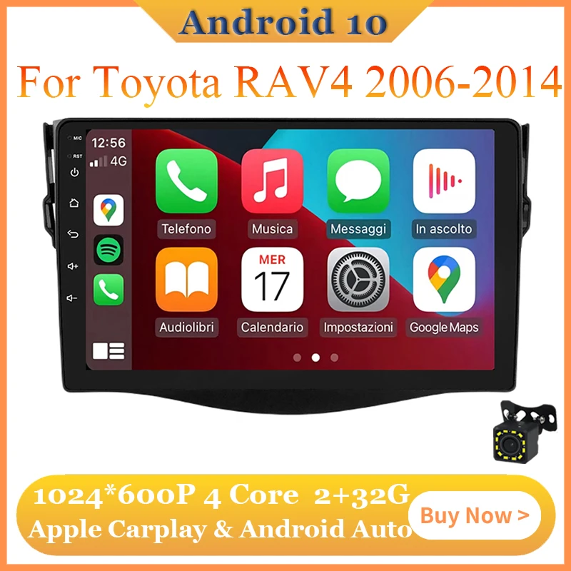 Android10 2G+32G GPS Navigation Car Wireless Carplay Auto For Toyota RAV4 2006 - 2014 WIFI Blue-tooth Touch Screen 1024*600