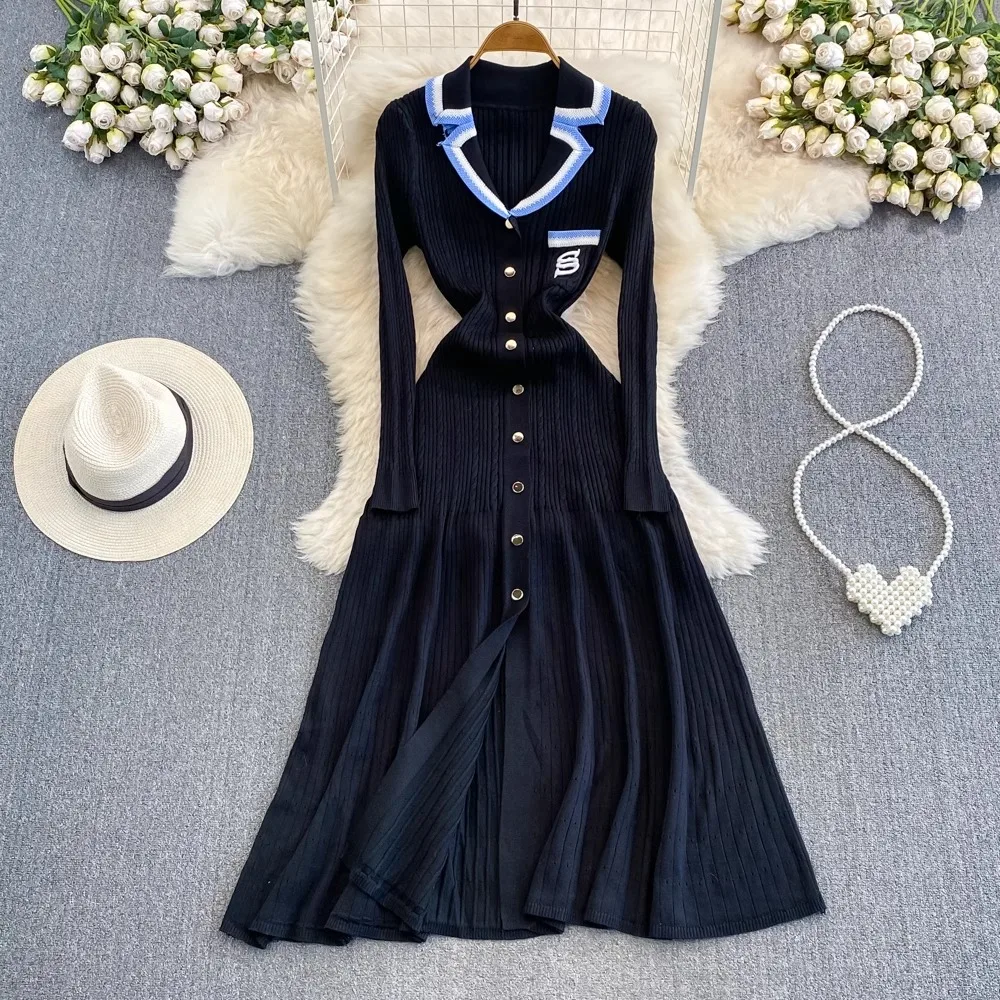 YuooMuoo 2024 ฤดูใบไม้ร่วงฤดูหนาวElegantถักเสื้อกันหนาวผู้หญิงแฟชั่นเย็บปักถักร้อยเสื้อแขนยาวชุดVestidos