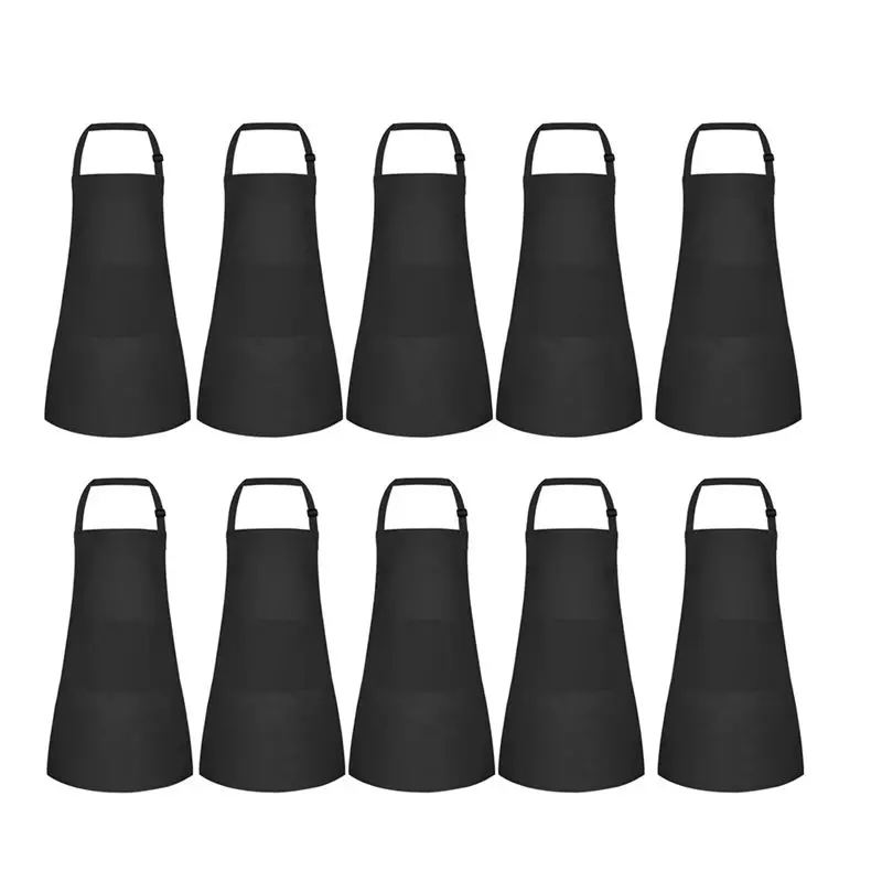 HRBAJ-10 Pack Kids Apron Adjustable Children Apron With 2 Pockets Chef Painting Apron For Cooking Baking Painting