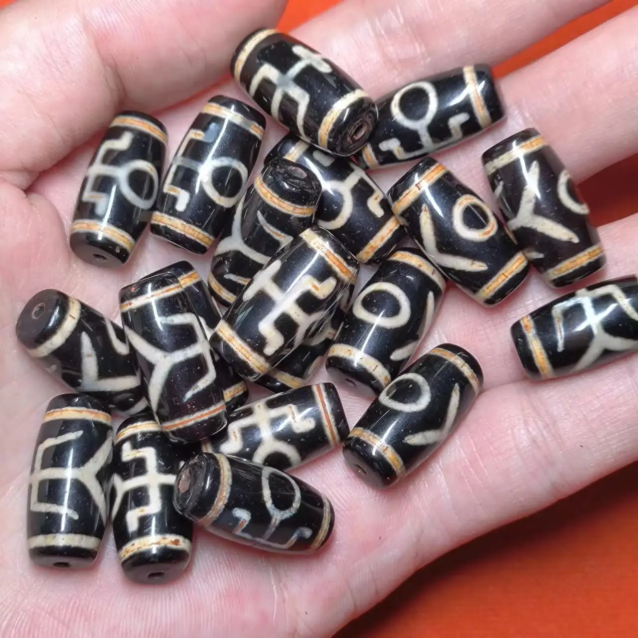 20pcs/lot pure natural noble old agate dzi black yellow barrel beads Scattered beads wholesale accessories gem jewelry amulet