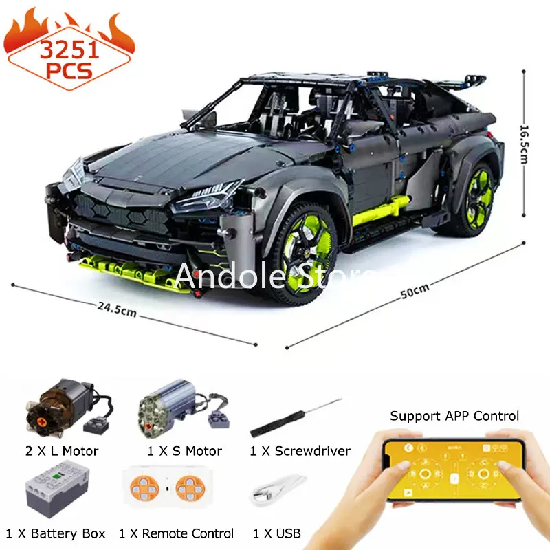 

1:8 Grey URUS Off-Road Vehicle Building Blocks City Sports Jeep Sport Utility Vehicle Car Model Bricks Toys For Kid Gifts MOC