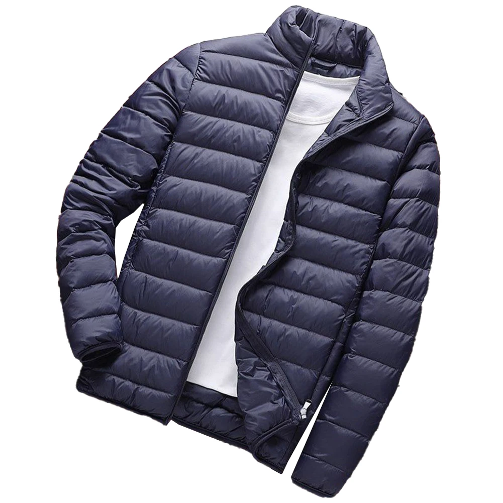 Chaqueta de plumón para hombre, abrigo cálido a prueba de viento, con cremallera, ligero, cómodo, para ocio, a la moda, para invierno y otoño