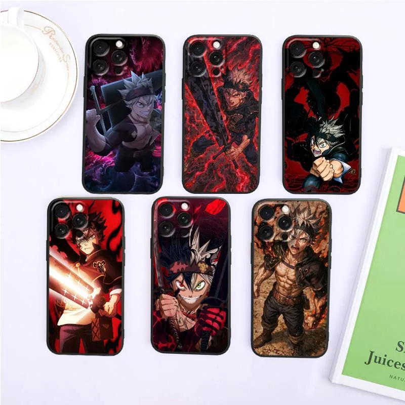 

Black Clover Popular For Apple iPhone 17 16 16E 15 14 13 12 11 Air Pro Max Plus Black Soft Silicone Cover Phone Case