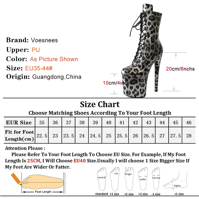 Jasne PU Leopard Pole Dance Boots For Lady 20Cm High Fetish Stripper Heels Extreme High Heeled Booties Nightclub Ankle Shoes