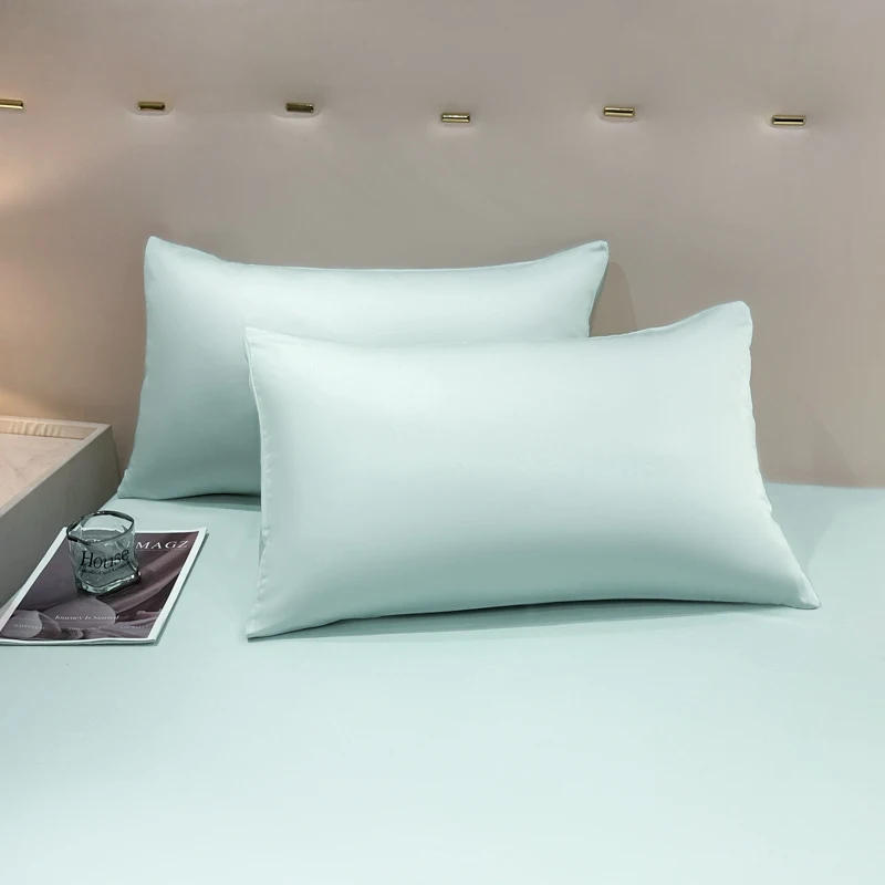 Light Blue Green Lyocell Fiber Pillowcase Silky Summer Cooling Smooth Pillow Cases Soft Pillow Cover For Home Dorm 48*74cm*2pcs