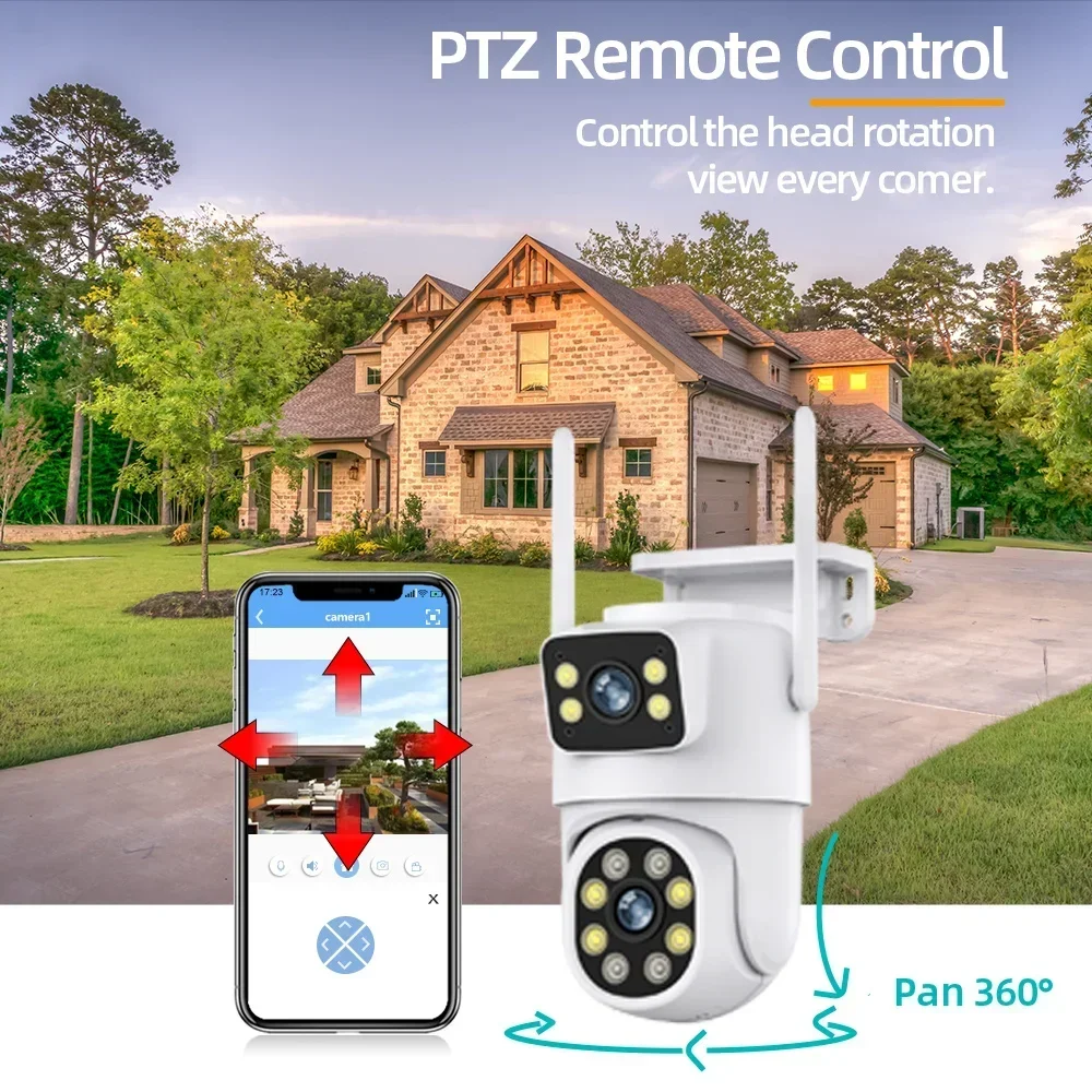 4K 8MP WiFi IP カメラデュアルレンズ自動追跡 PTZ Wifi 監視カメラ屋外 8CH WiFi NVR CCTV 監視保護キット