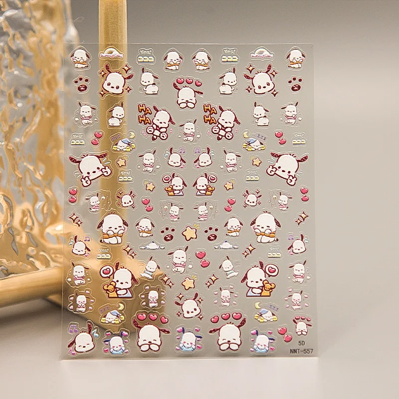 Sanrio Cartoon Pochacco Adhesive Nail Sticker Nail Art Supplies Sanrio Sticker Press on Nails Manicure