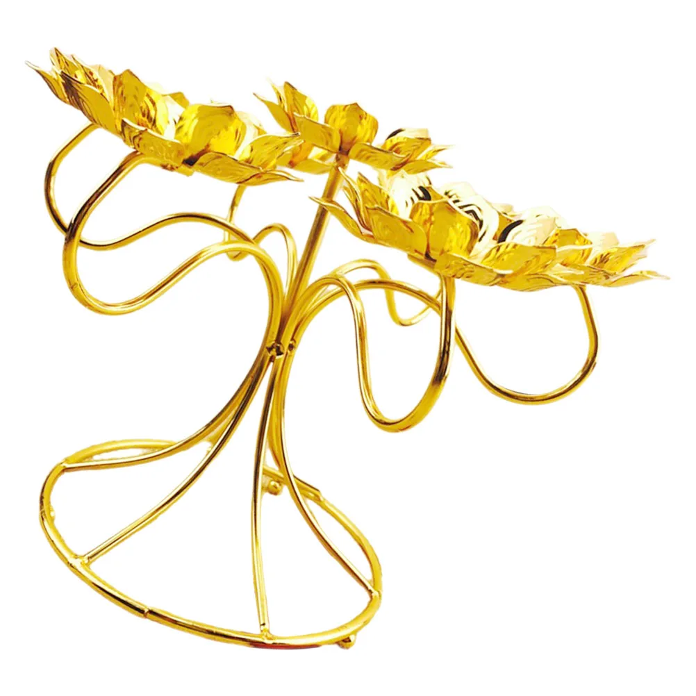 

Colorful Lotus Lantern Stand Tea Light Holders Decorative Alloy Candlestick Flower Shape Tealight Butter Lamp Lights