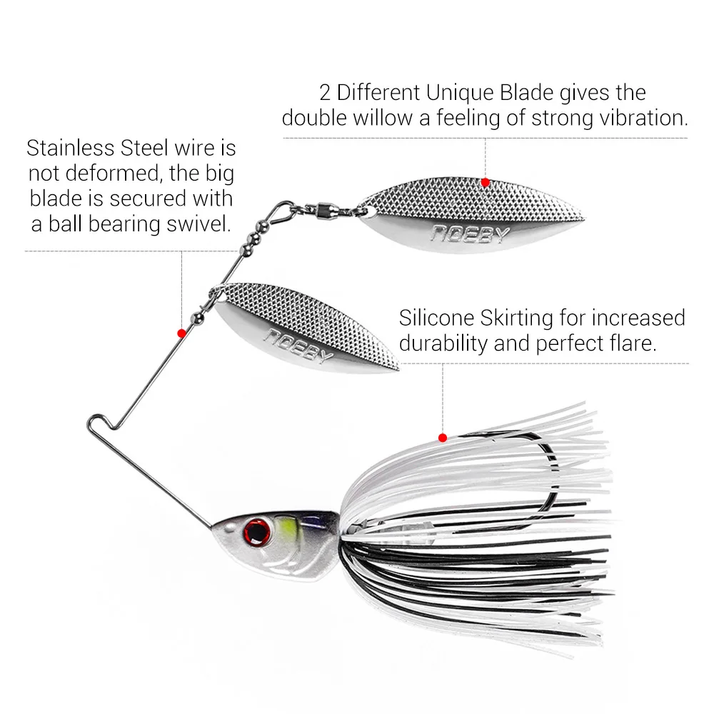 Noeby Spinnerbait doble hoja para lubina – 10-28g - imagen 4