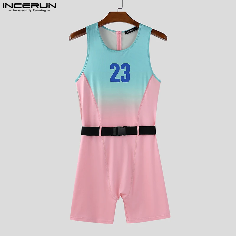 

INCERUN мужские боди с градиентным принтом и круглым вырезом без рукавов для тренировок мужские комбинезоны на молнии комбинезон модное повседневное боди мужские S-5XL