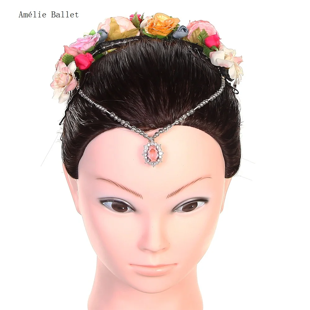 HB038 Free Shipping Gold Sequin Ballet Tiara Hair Accessories Girls Ballerina Headdress Flower Wreath Headwear Crown Hairwear