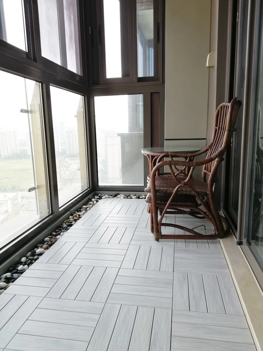 Waterproof Composite Plastic Outdoor Garden Decking Tile, Wood Grain, Japanese, Eco-friendly, Balcony Floor, 11 Pcs per Pack