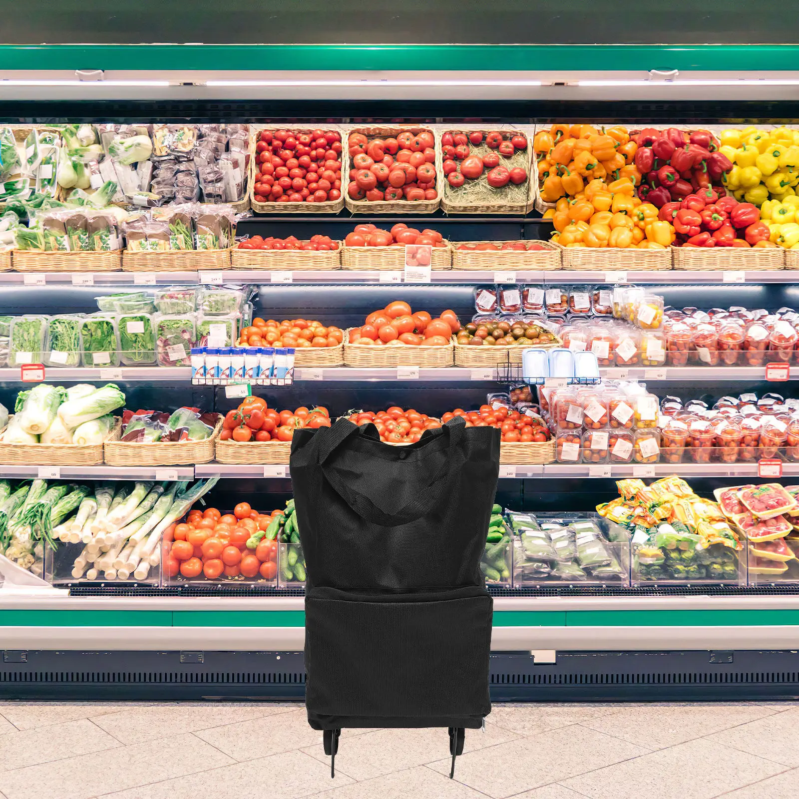 Foldable Shopping Cart with Wheels for Car Trunk – Large Grocery Tote, Adult Folding Trolley Bag