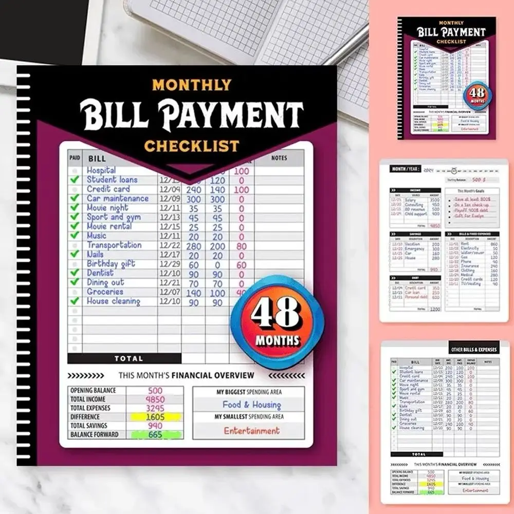 Efficient Bill Payment Checklist 960 Billing Records Monthly Records Financial Planner Folder 48 Months Family Budget Log