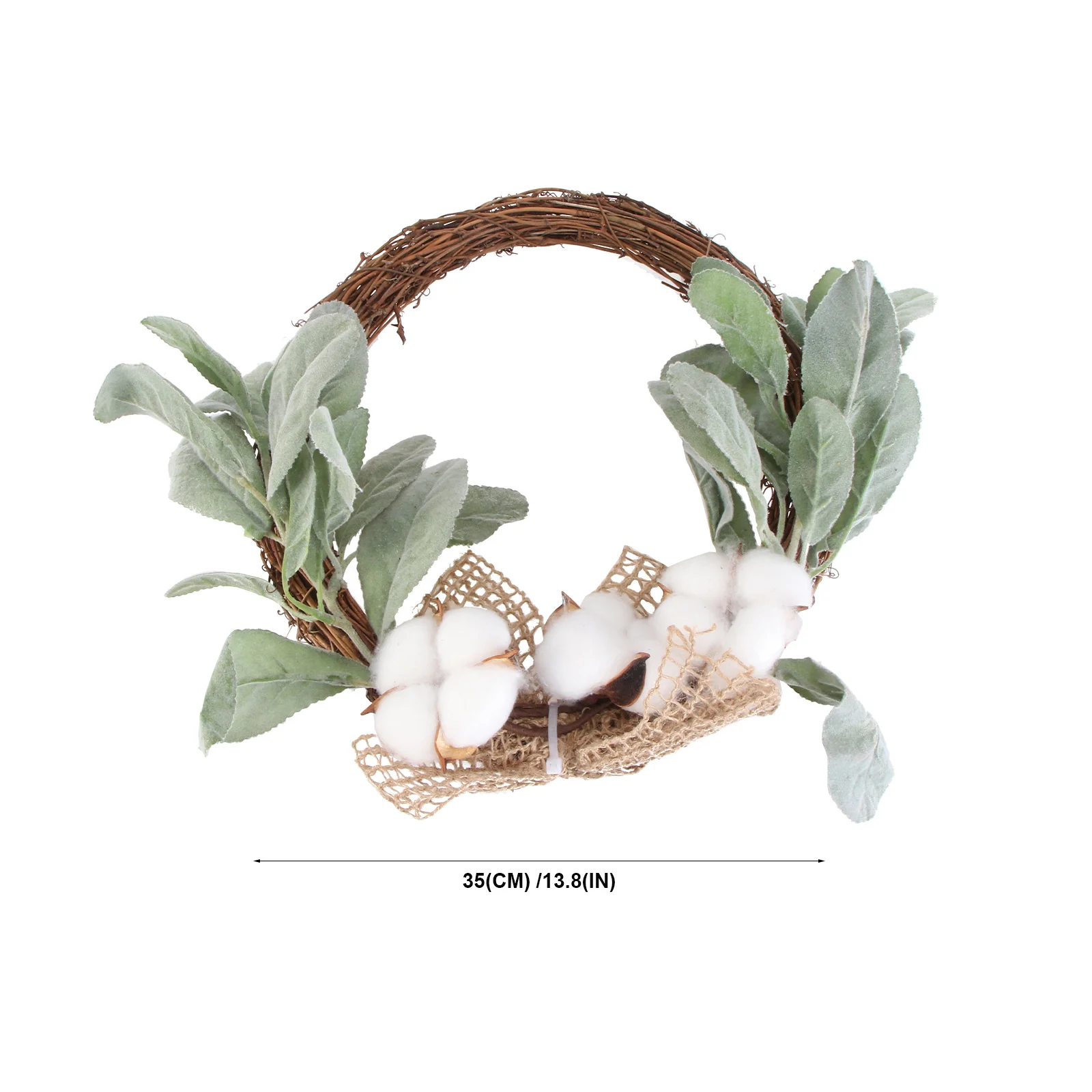 

1Pcs Simulated Wreath Door Hanging Garland White Cotton Lemon Leaf Wedding Home Party Door Decoration Decorative Wreath