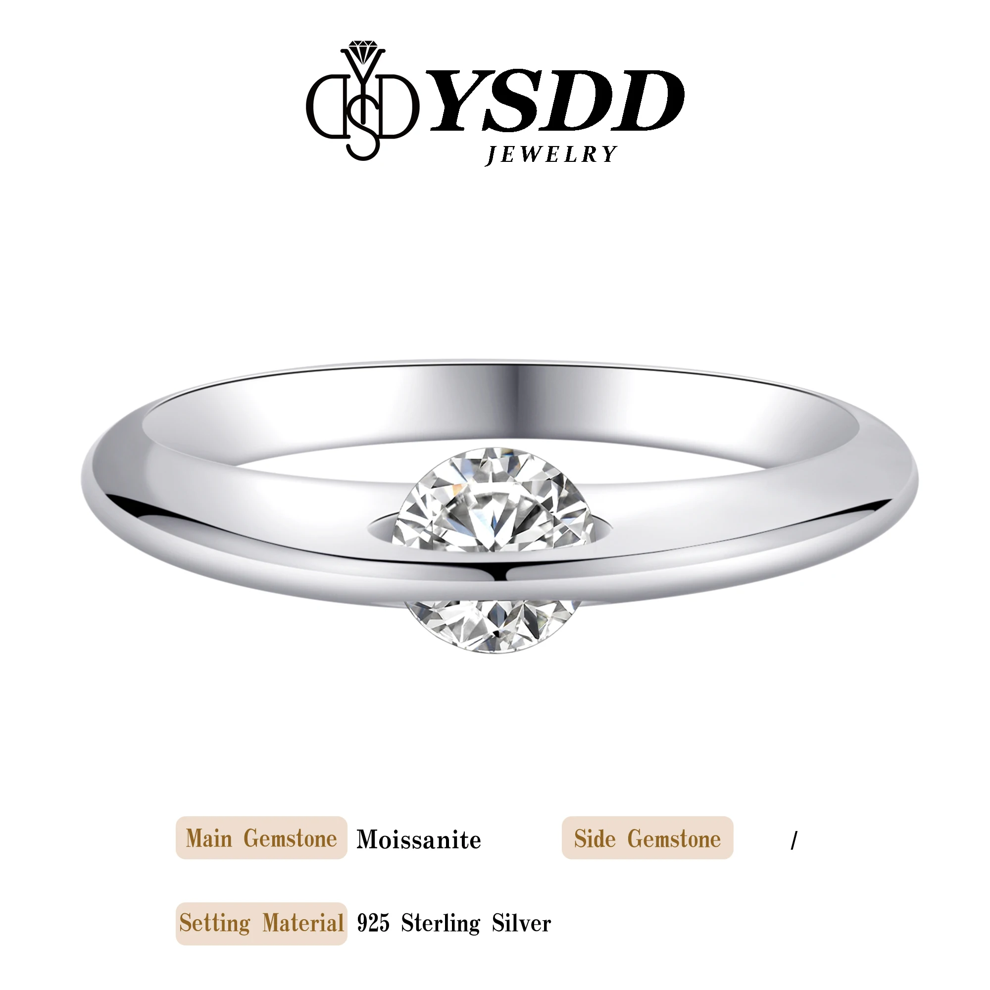 # 340 YSDD Anxiety Relief 925 Sterling Silver Planet Ring, 0,5 karatowy obrotowy pierścionek z diamentem Moissanite dla kobiet