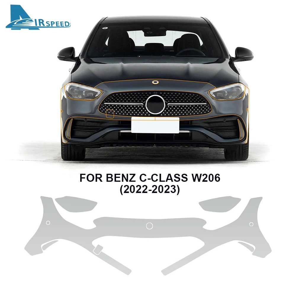 

TPU Invisible Transparent Car Paint Protection Film Clear Bra PPF Decal Kit For Mercedes Benz C Class W206 2022 2023 Accessories