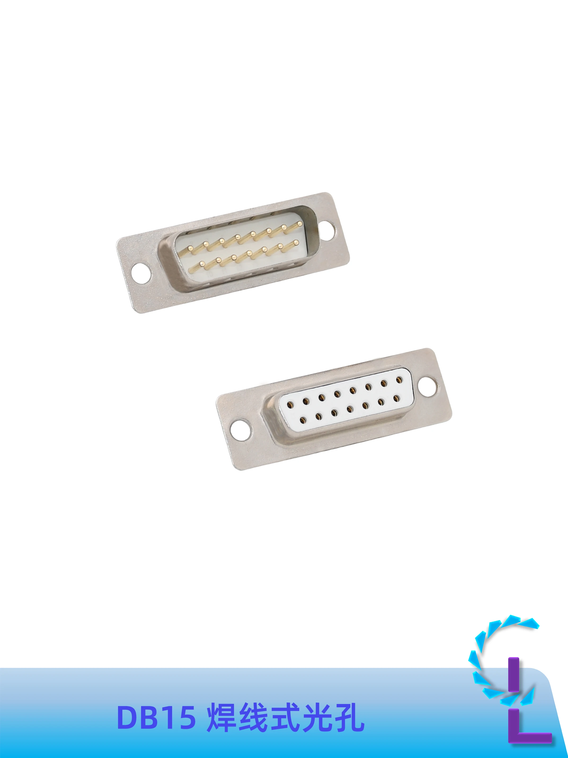 DB15P Male Head 15 Core Female Seat Gold-plated Solid Car Pin Serial Port Solder Wire Connector 15 Pin D-SUB Connector