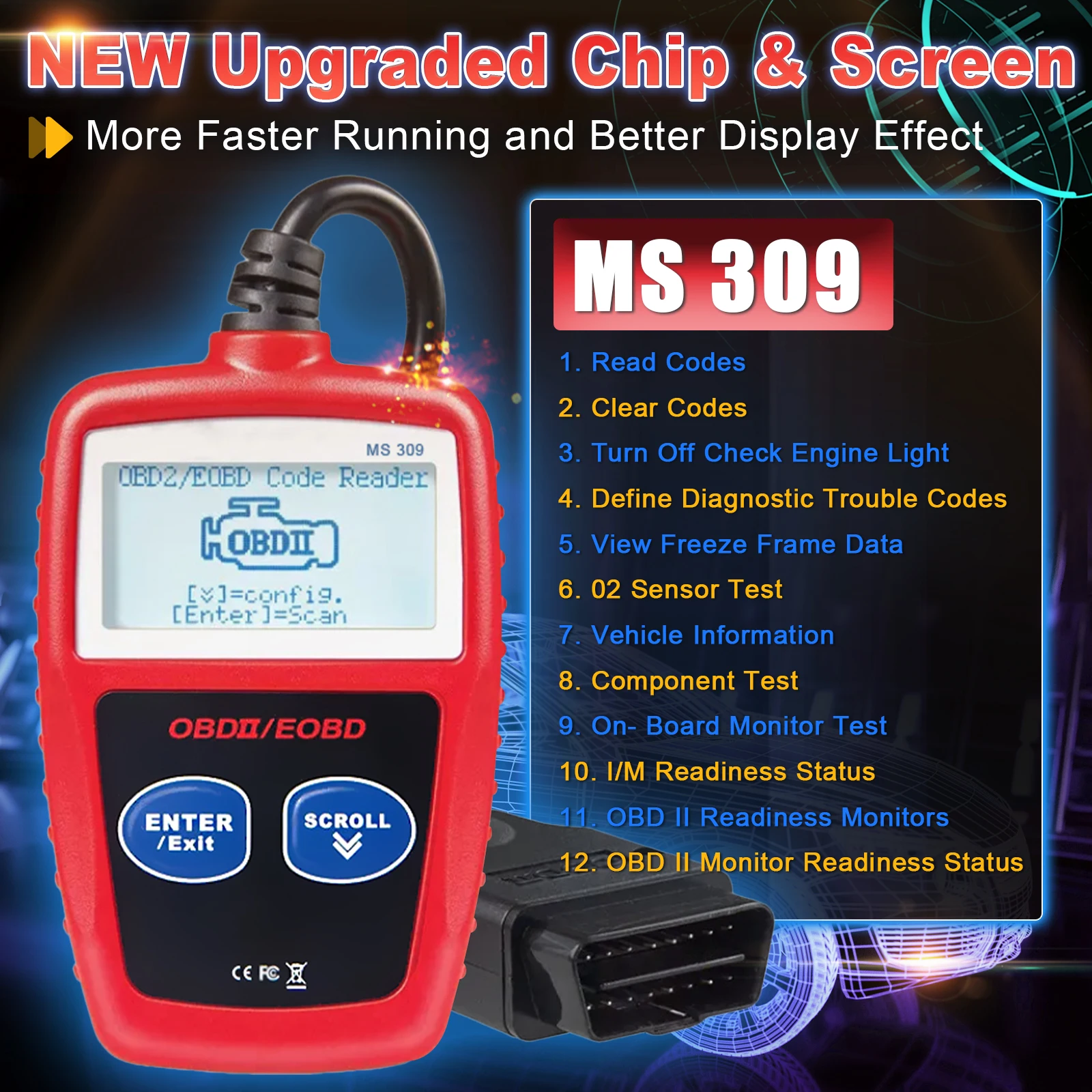 ODB2 Scanner MS309 Full Function OBDII Diagnostic Scanner Car Diagnostic Scanner Universal OBD Engine Code Reader