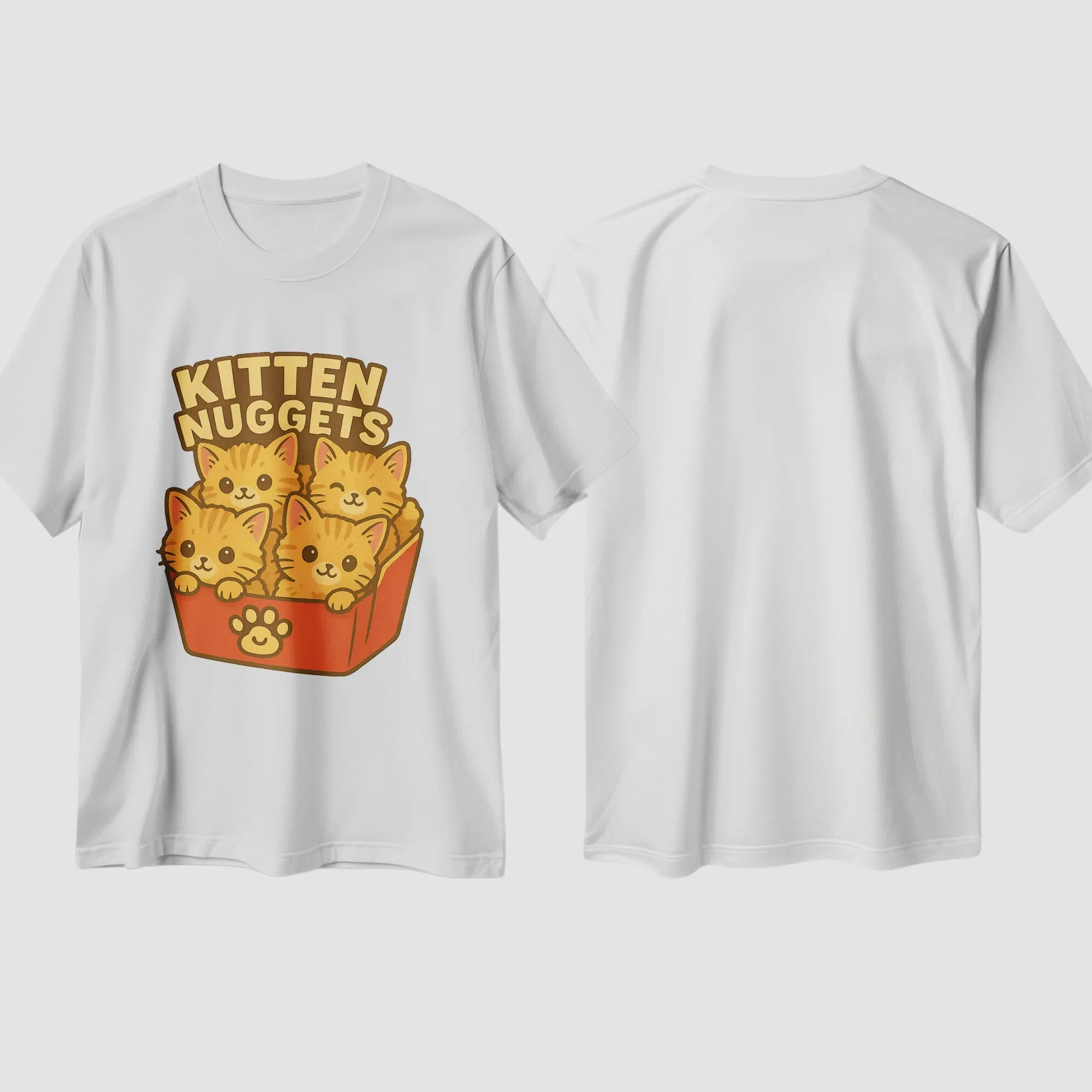 

Orange Cat T-shirt Kitten Nuggets Cat Yawning graphic Men's and Women's Pure Cotton Short-Sleeved Round-Neck T shirts
