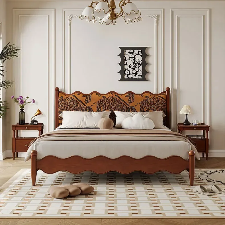 Da Sima, French-style Compound Chinese Antique Bed Middle Antique Bed High PC And Console Game Bedroom Double Bed Pure Ash Wood