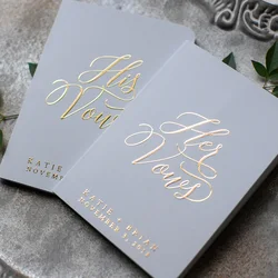 Personalized Wedding Vow Books Gold Name Initial Ceremony Decor Custom Speech Vow Booklets Engagement Gift His Hers Vow Books