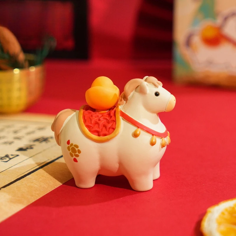 Adorable Cartoon Horse Resin StatueTang Dynasty Style Desktop Decor,Creative Gift for Entryway