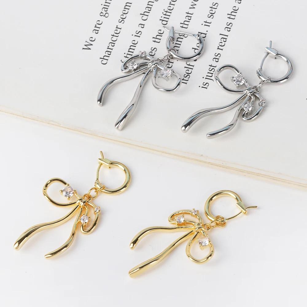Delicate Bowknot Heart Hoop Earrings For Women Girl Elegant Fashion New Jewelry Bosom Friend Gift Party серьги женские