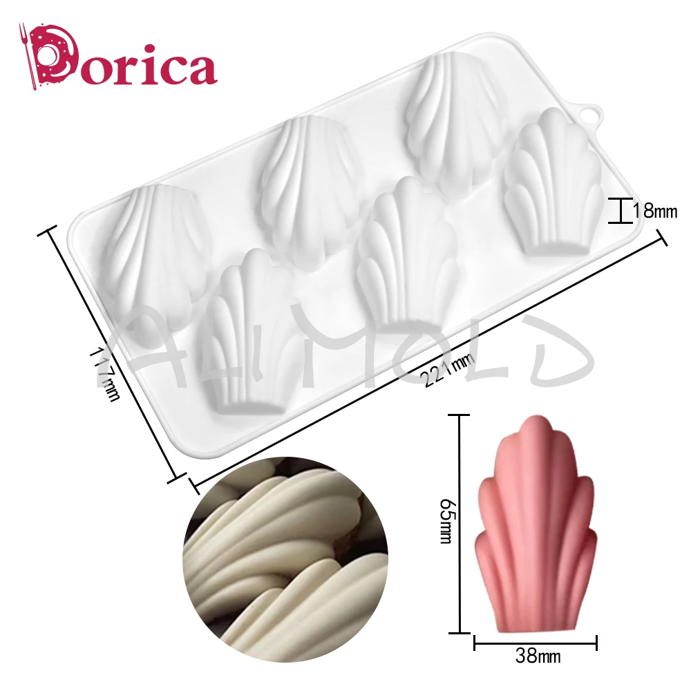 Dorica 6 Madeleine Chocolate Mousse Mold DIY Fondant Silicone Mould Cake Decorating Tools Kitchen Bakeware