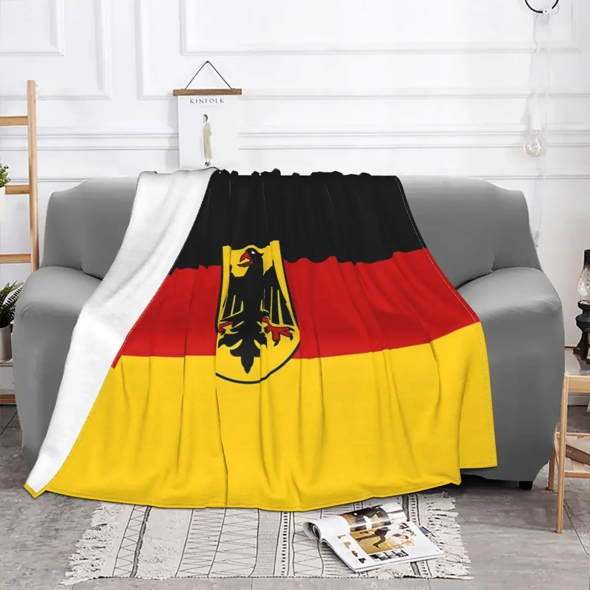 Customization Custom German State Flag Germany Blanket Imperial Eagle Fuzzy Throw Blanket Bedroom Sofa Printed