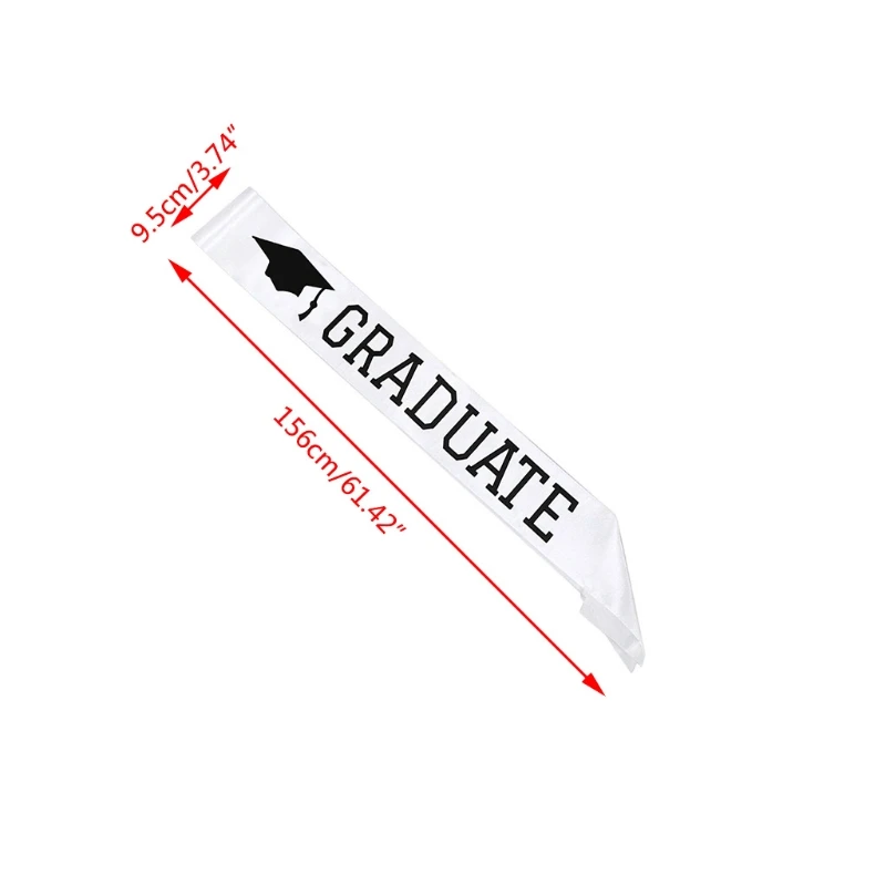 I Graduated Letters Sash Black White Single Sided Print Graduation Shoulder Strap Celebration Party Photo Props