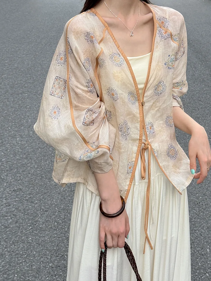

2026 Women Turn Down Collar Long Sleeve Spring Blouses Belt Design Blue White Shirts Tops For Women's Casual Clothes Blusas