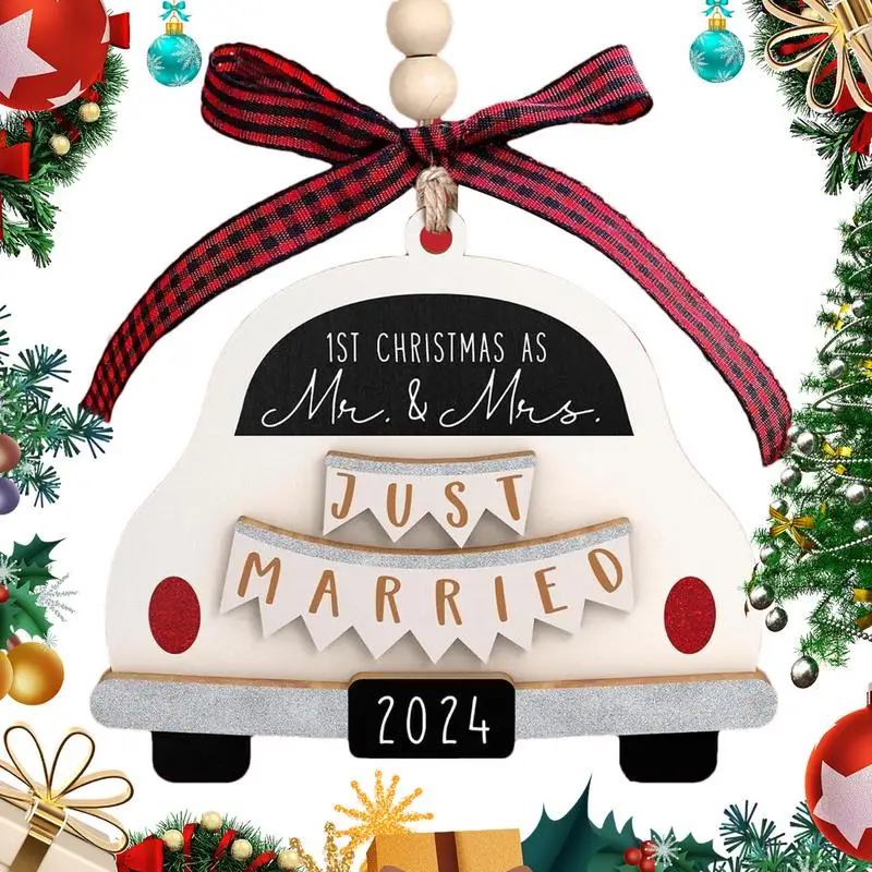 First Christmas Married Ornament Just Married Couple Car Ornament Wedding Car Ornament Car Wedding Christmas Tree Ornament