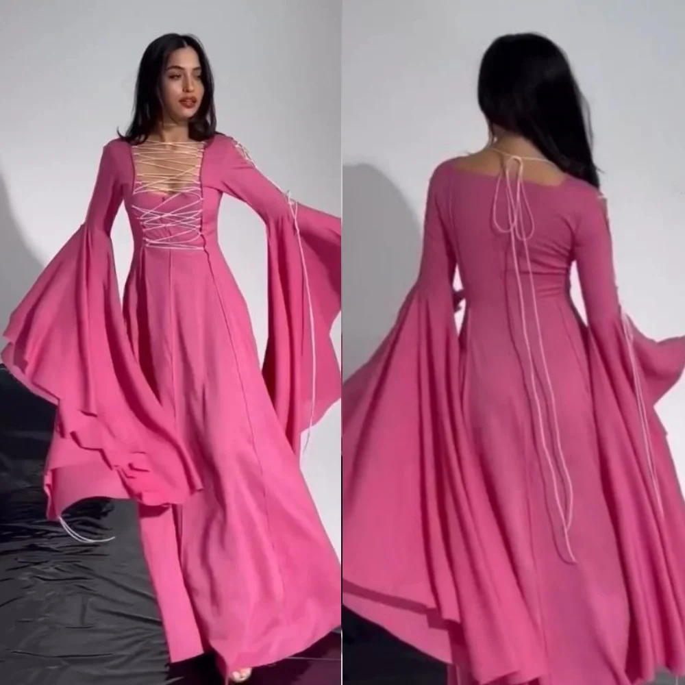 

Customized Jiayigong Jersey Ruched Beach A-line Square Neck Bespoke Occasion Gown Long Dresses Saudi Arabia